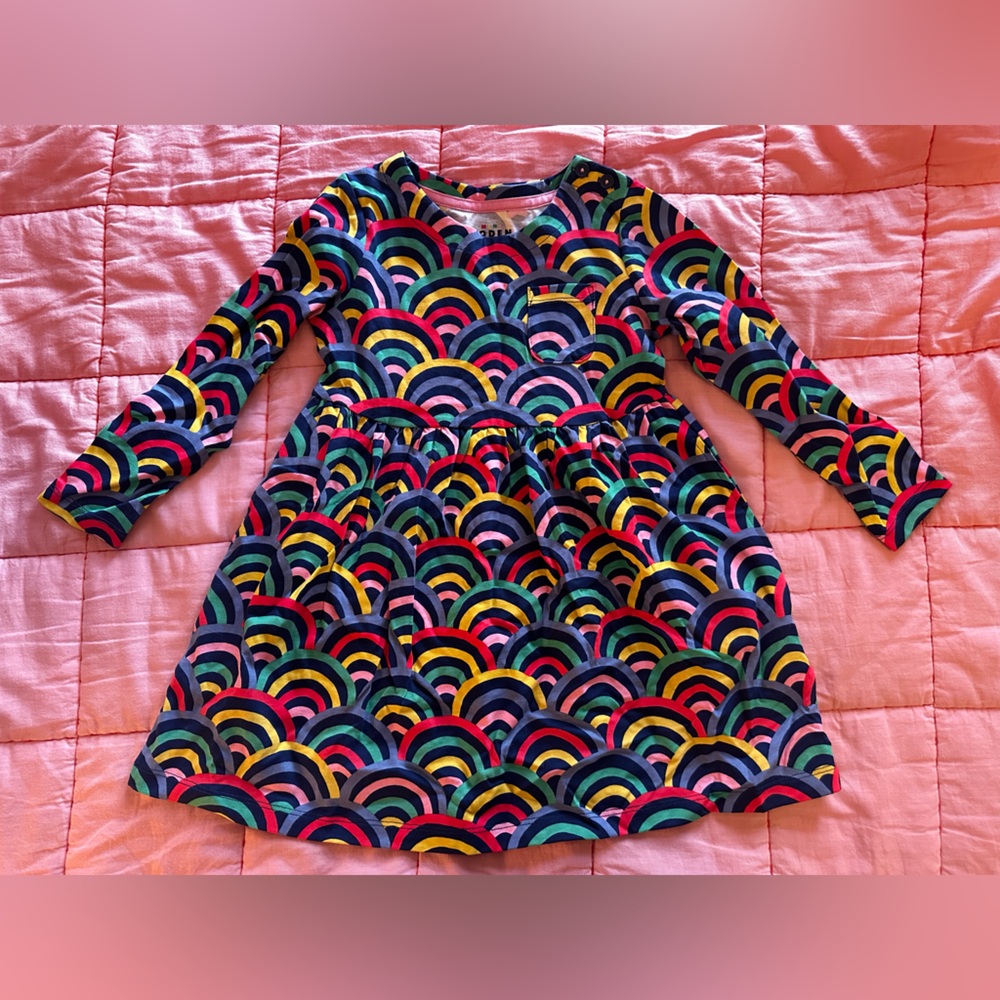 Mini Boden Rainbow Patterned Kids Dress